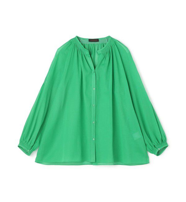 TOMORROWLAND collection「シャイニーオーガンジー シャーリングブラウス」|シャツ・ブラウス|57 グリーン