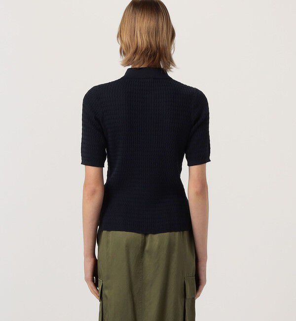 MACPHEE「コットンナイロンケーブル ポロプルオーバー」|ニット・セーター|