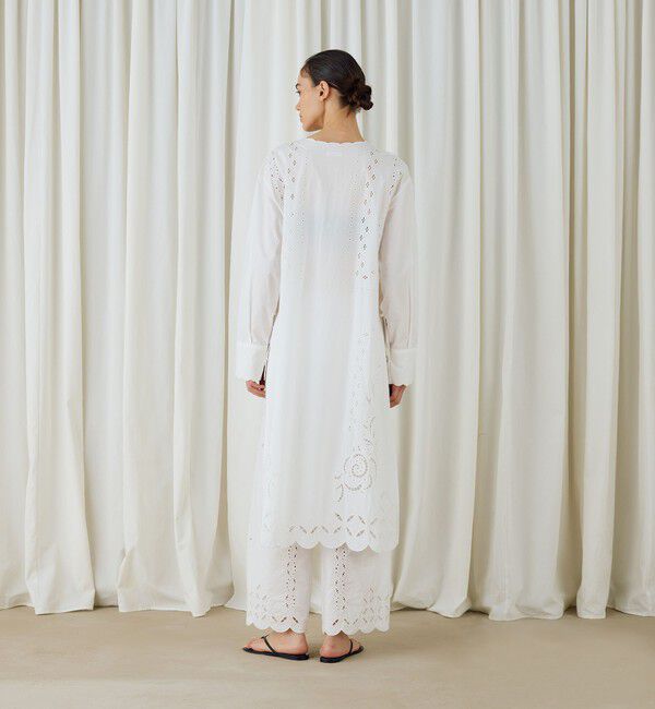 DES PRES「カットワークエンブロイダリー クルーネックシャツワンピース」|ワンピース|