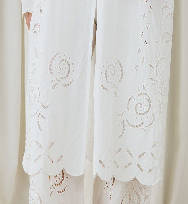 DES PRES「カットワークエンブロイダリー クルーネックシャツワンピース」|ワンピース|