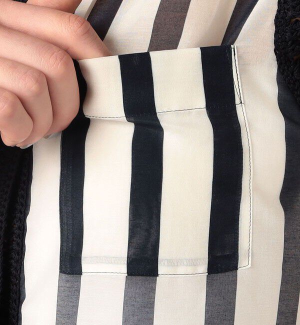 DES PRES「コットンシルクローンストライプ スリーブレスジレ」|シャツ・ブラウス|