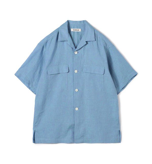 CABaN「CABaN リネン オープンカラーシャツ」|シャツ・ブラウス|65 ブルー