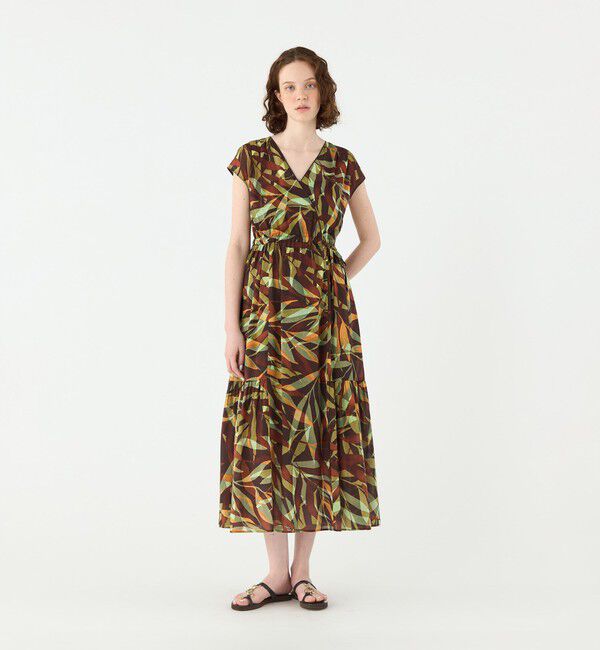 Ballsey「スタックリーフプリント カシュクールライクワンピース」|ワンピース|