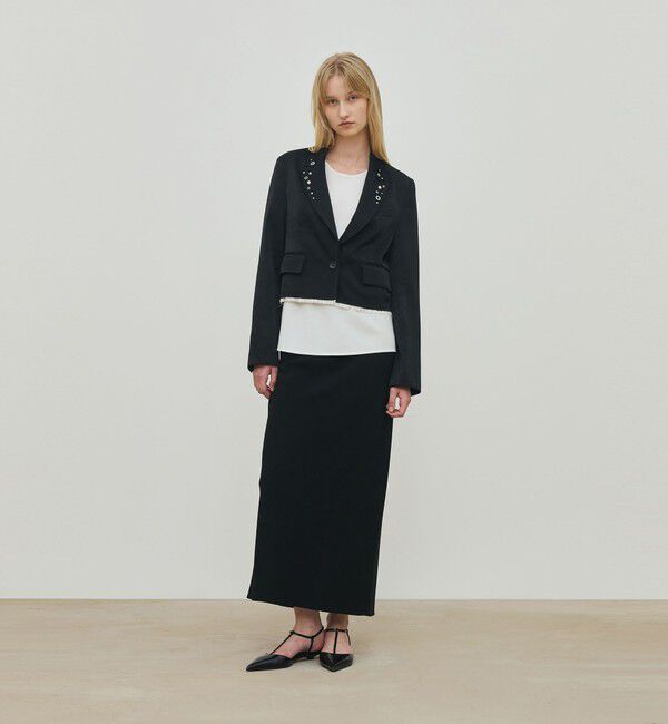 DES PRES「ライトダブルクロス エラスティックストレートスカート」|タイト|