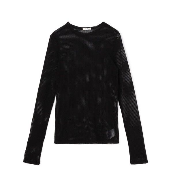 Edition「シアーストライプ ロングスリーブトップス」|Tシャツ・カットソー|19 ブラック