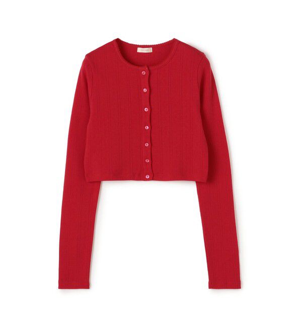 DES PRES「アイレットジャージー クロップドカーディガン」|カーディガン|35 レッド
