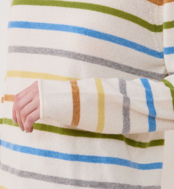 GALERIE VIE「スコットランドカシミヤマルチボーダー Vネックプルオーバー」|ニット・セーター|