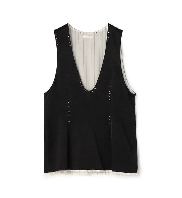 DES PRES「レーヨンサテン ノースリーブトップス」|シャツ・ブラウス|19 ブラック