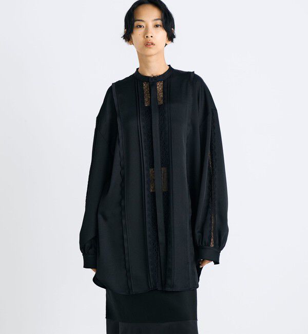 Edition「ジョーゼットレース オーバーサイズドシャツ」|シャツ・ブラウス|