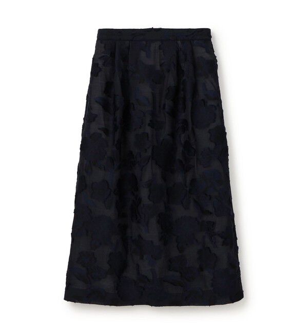 TOMORROWLAND collection「シアーカットフラワー タックフレアスカート」|フレア|68 ネイビー
