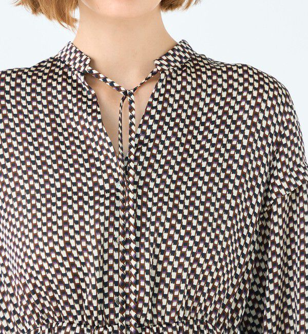 Ballsey「ラグスクエアプリント ウエストギャザーワンピース」|ワンピース|