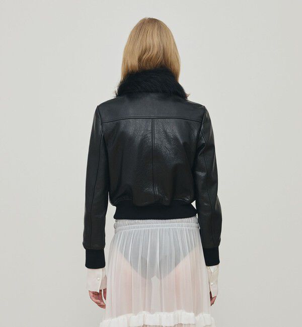 DES PRES「リンクルレザー ムートンカラーブルゾン」|ブルゾン・スタジャン|