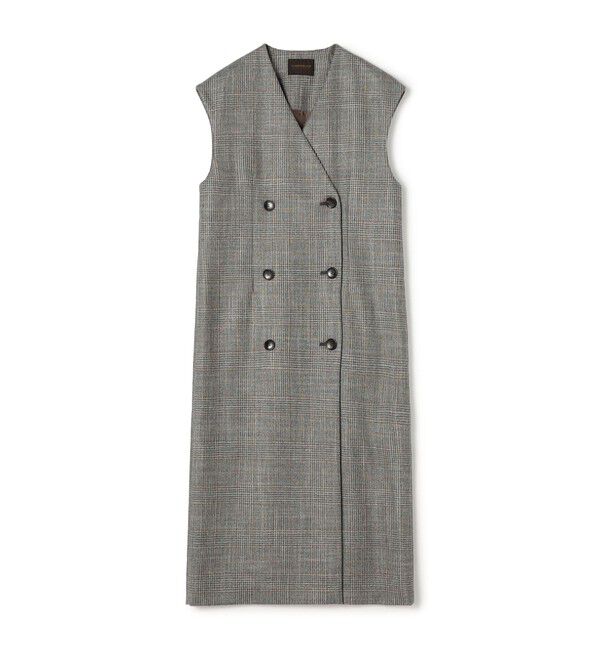 TOMORROWLAND collection「SILK AIR GLEN CHECK ジレワンピース」|ワンピース|16 グレー系