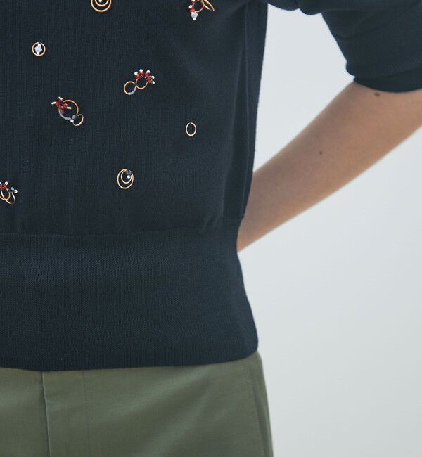 MACPHEE「ウールビジュー ハーフスリーブプルオーバー」|ニット・セーター|