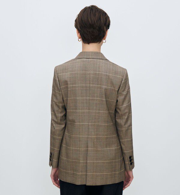 TOMORROWLAND collection「バーガンディーグレンチェック ダブルブレストジャケット」|テーラードジャケット|