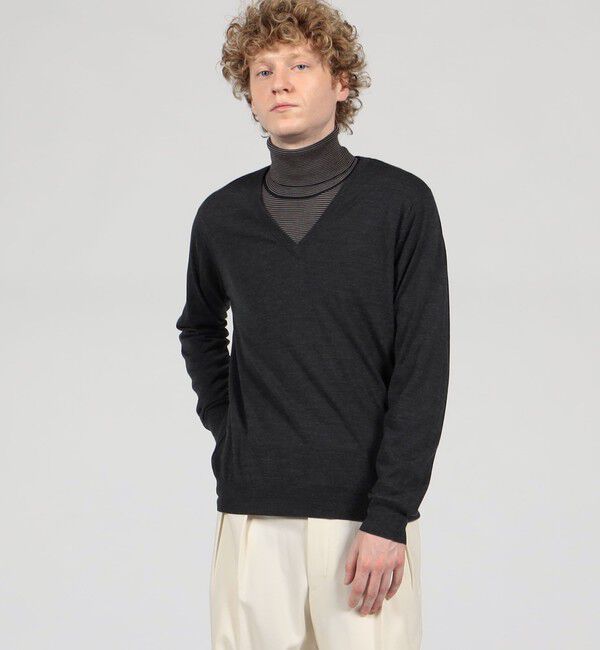 TOMORROWLAND MENS「TOMORROWLAND tricot スーパーファインメリノウール Vネックプルオーバー S-WOOL」|ニット・セーター|
