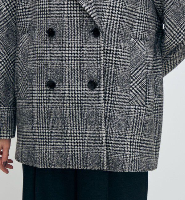 TOMORROWLAND collection「ウールカシミヤグレンチェック ダブルブレストコート」|ピーコート|