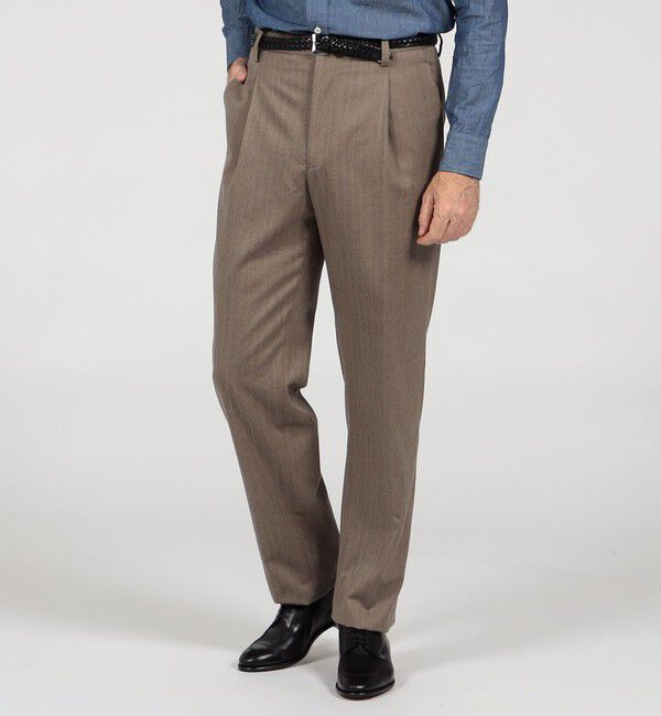 TOMORROWLAND MENS「ウールヘリンボーン 1プリーツスラックス」|スラックス|