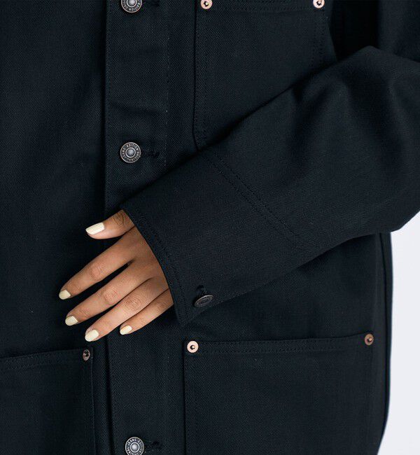 Edition「カットオフ ブラックデニム カバーオール」|ブルゾン・スタジャン|