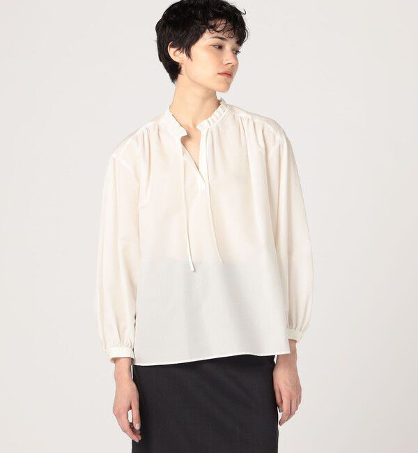 Ballsey「ハイカウントポプリン フリルカラーブラウス」|シャツ・ブラウス|