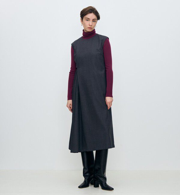 TOMORROWLAND collection「シングルトラックストライプ アシンメトリードレープワンピース」|ワンピース|