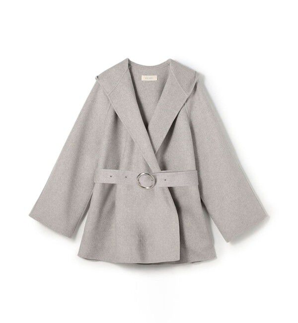 DES PRES「ダブルフェイスメルトンビーバー フーディーミディコート」|その他|13 ライトグレー