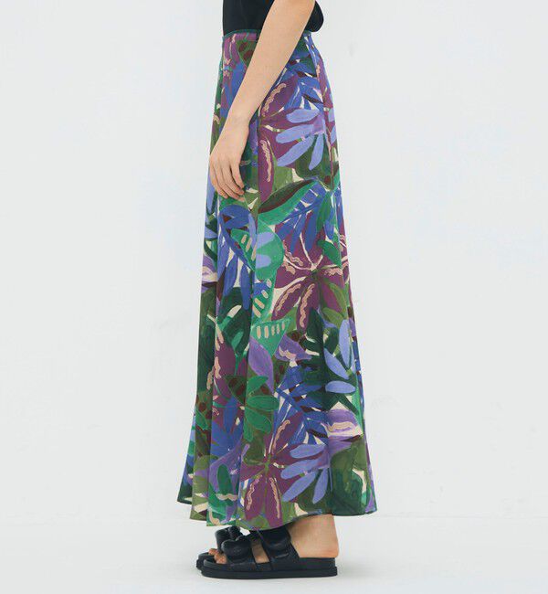 CABaN「ポリエステル リーフプリントフレアスカート」|スカート|