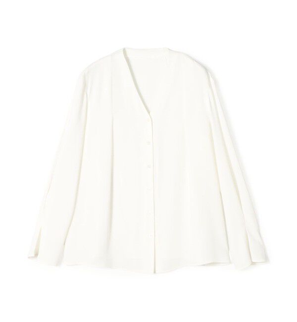 Ballsey「マットサテン Vネックブラウス」|シャツ・ブラウス|11 ホワイト