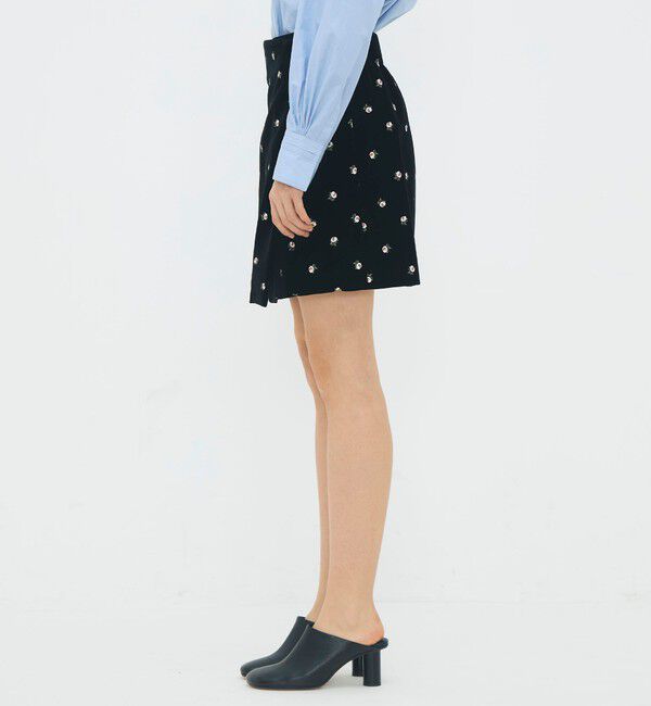 CABaN「ベロア PETIT ROSEプリントミニスカート」|スカート|