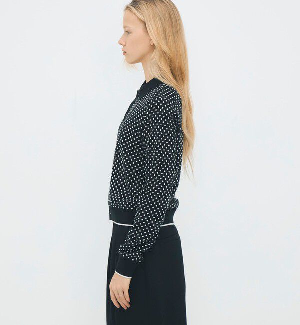 CABaN「コットンカシミヤ ドットジャカードポロカーディガン」|カーディガン|