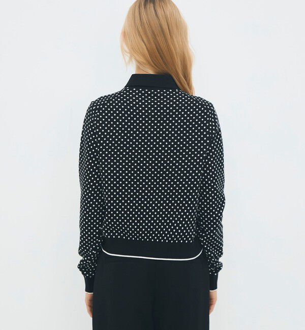 CABaN「コットンカシミヤ ドットジャカードポロカーディガン」|カーディガン|