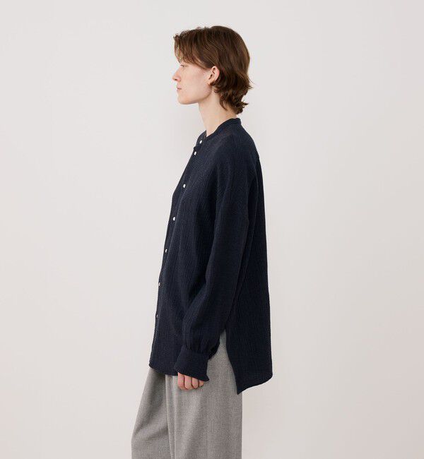 GALERIE VIE「エアリーサッカー スタンドカラーロングシャツ」|シャツ・ブラウス|