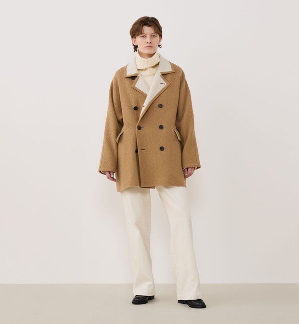 GALERIE VIE「シープライクダブルフェイス ドルマンスリーブコート」|ピーコート|