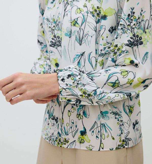 TOMORROWLAND collection「オーキッドフラワープリント ネックギャザーブラウス」|シャツ・ブラウス|