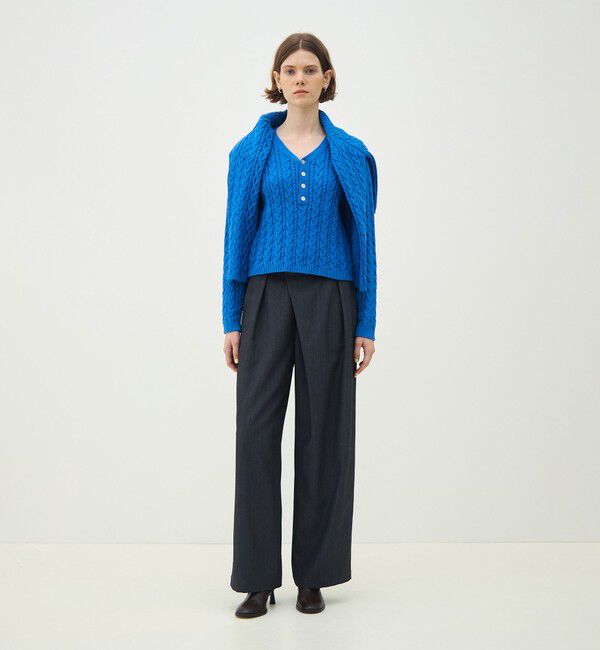 MACPHEE「ポリエステルウールドスキン アシンメトリーパンツ」|スラックス|