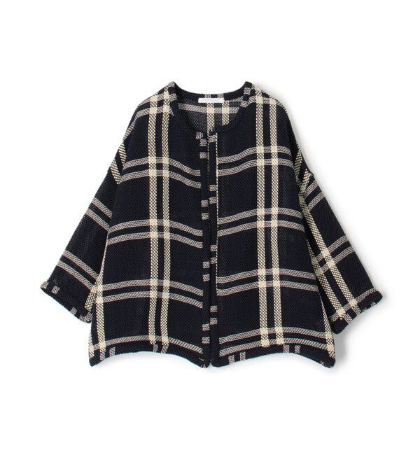 GALERIE VIE「ラッセルコットン ワイドバランスジャケット」|ノーカラージャケット|68 ネイビー系