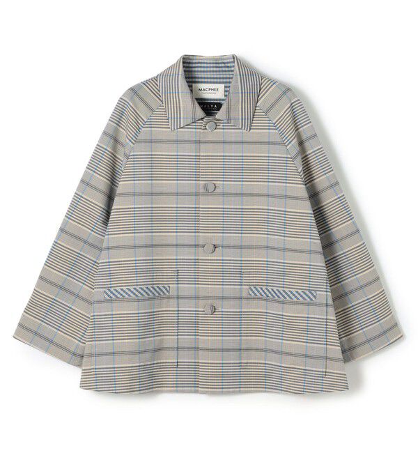 MACPHEE「トゥーサイドチェック ステンカラーショートコート」|ステンカラーコート|62 グレー系