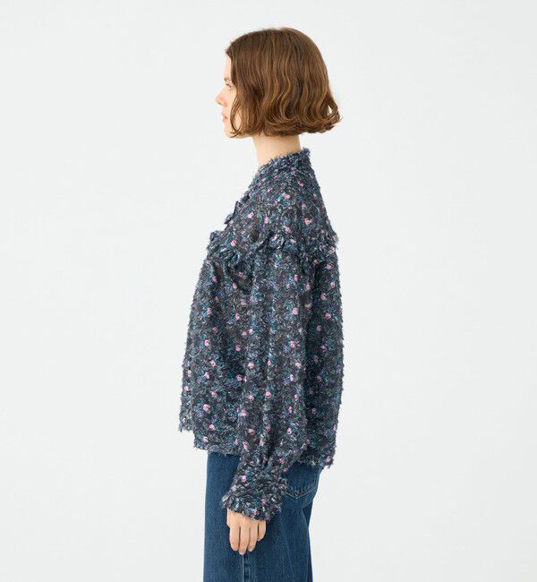 SOULEIADO「ラメカットジャカード カラーフリルブラウス」|シャツ・ブラウス|