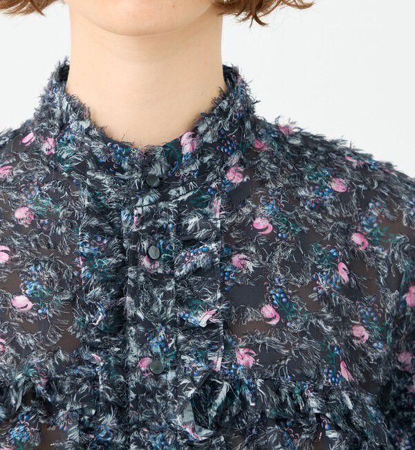 SOULEIADO「ラメカットジャカード カラーフリルブラウス」|シャツ・ブラウス|