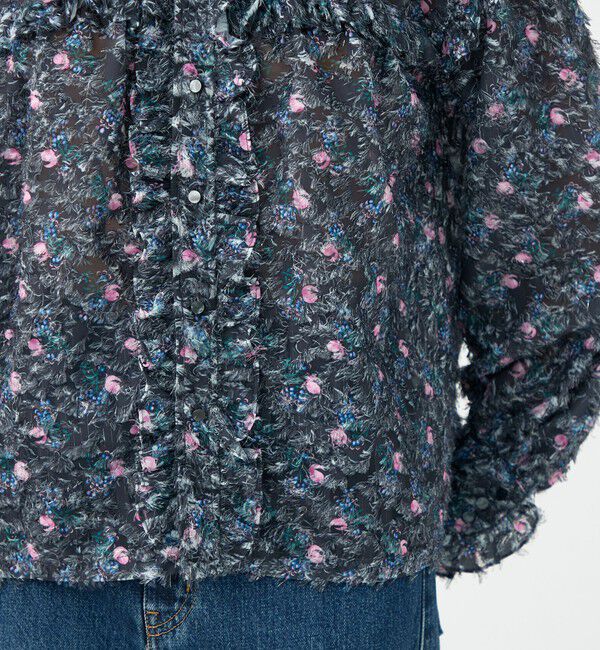 SOULEIADO「ラメカットジャカード カラーフリルブラウス」|シャツ・ブラウス|