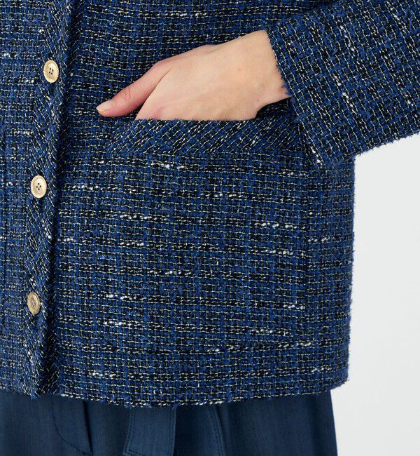 Ballsey「エアリーファンシーツイード Vカラージャケット」|ノーカラージャケット|