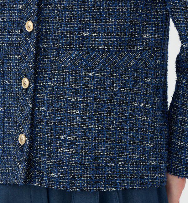 Ballsey「エアリーファンシーツイード Vカラージャケット」|ノーカラージャケット|