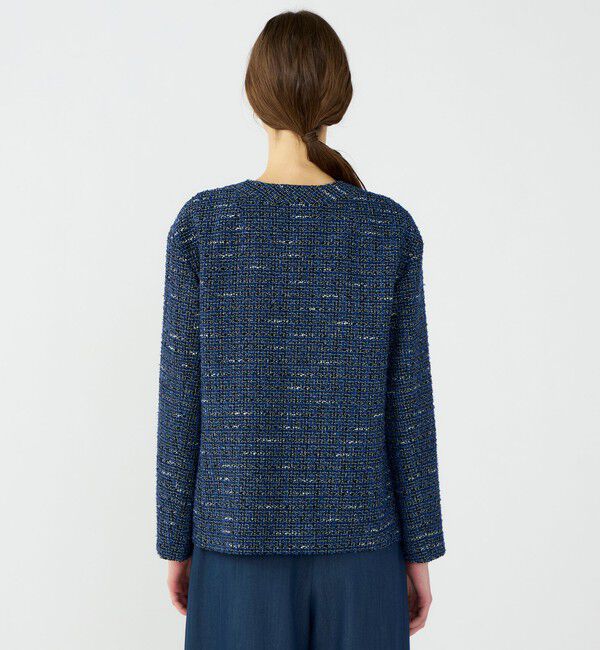 Ballsey「エアリーファンシーツイード Vカラージャケット」|ノーカラージャケット|