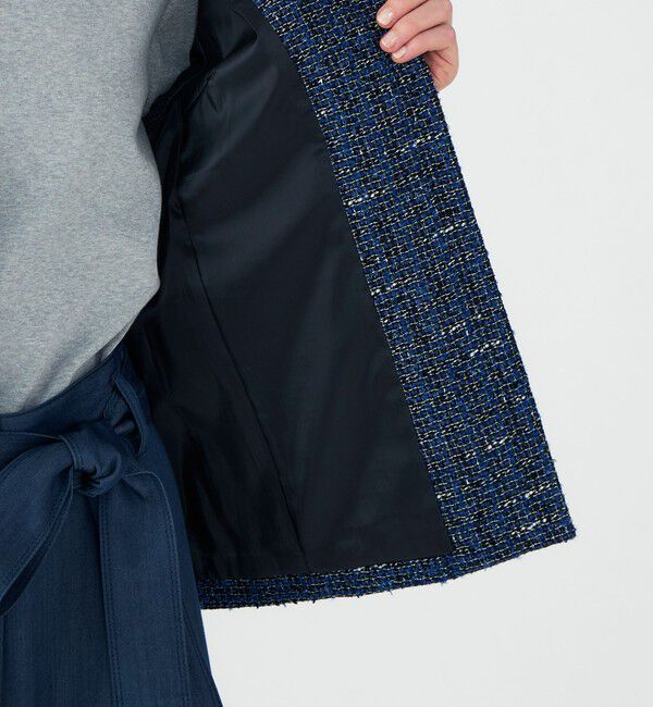 Ballsey「エアリーファンシーツイード Vカラージャケット」|ノーカラージャケット|