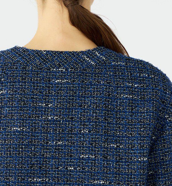 Ballsey「エアリーファンシーツイード Vカラージャケット」|ノーカラージャケット|