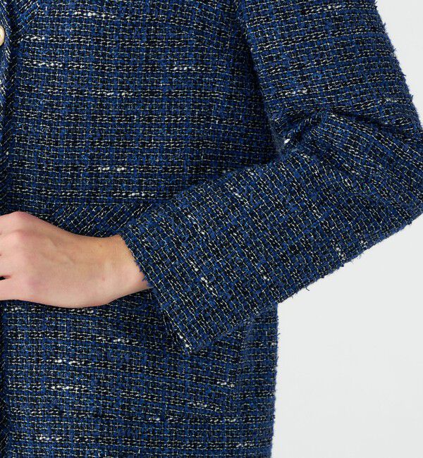 Ballsey「エアリーファンシーツイード Vカラージャケット」|ノーカラージャケット|