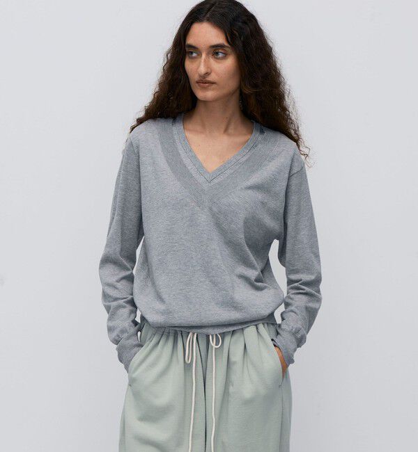 BACCA「ハイゲージコットン レイヤードVネックプルオーバー」|ニット・セーター|