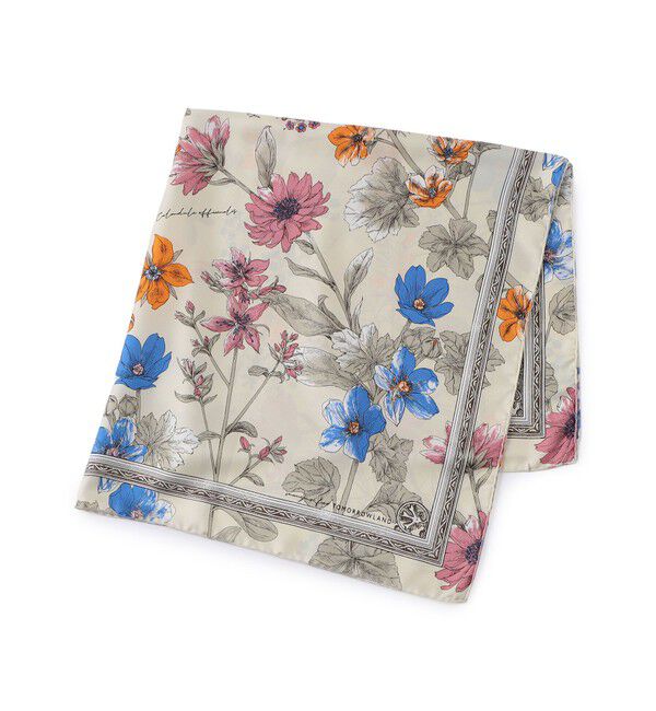 TOMORROWLAND GOODS「manipuri FLOWER シルクスカーフ」|バンダナ・スカーフ|42 ライトベージュ系