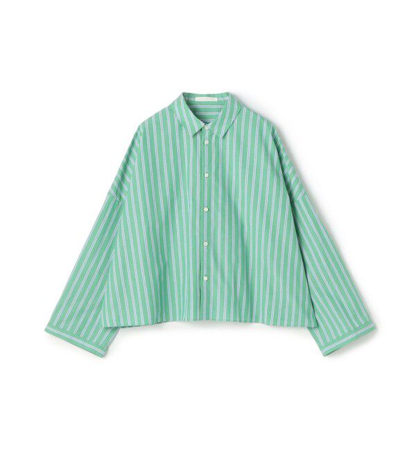 GALERIE VIE「【WEB先行予約】ストライプブロード アジャストスリーブシャツ」|シャツ・ブラウス|54 グリーン系