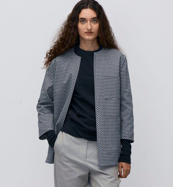 BACCA「ダブルフェイスチェック リバーシブルジャケット」|ノーカラージャケット|